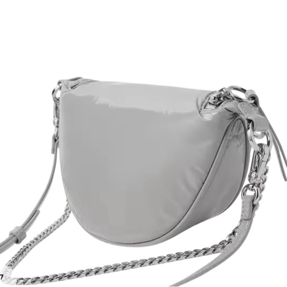Nwot Charles & Keith Silver & light gray Crossbody Bag chain & leather straps - Picture 5 of 16